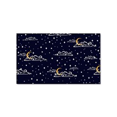 Hand Drawn Scratch Style Night Sky With Moon Cloud Space Among Stars Seamless Pattern Vector Design Sticker (rectangular) by Pakemis