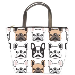 Dog French Bulldog Seamless Pattern Face Head Bucket Bag by Pakemis