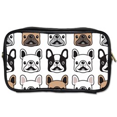 Dog French Bulldog Seamless Pattern Face Head Toiletries Bag (two Sides) by Pakemis