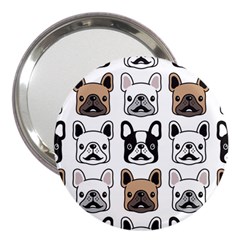 Dog French Bulldog Seamless Pattern Face Head 3  Handbag Mirrors by Pakemis