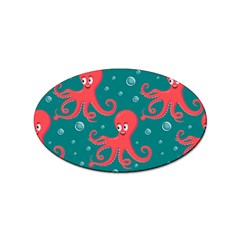 Cute Smiling Red Octopus Swimming Underwater Sticker Oval (100 Pack)