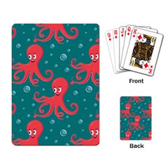 Cute Smiling Red Octopus Swimming Underwater Playing Cards Single Design (rectangle)