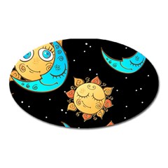 Seamless Pattern With Sun Moon Children Oval Magnet by Pakemis