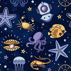 Marine Seamless Pattern Thin Line Memphis Style Play Mat (rectangle)