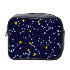 Seamless Pattern With Cartoon Zodiac Constellations Starry Sky Mini Toiletries Bag (two Sides) by Pakemis