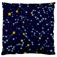 Seamless Pattern With Cartoon Zodiac Constellations Starry Sky Large Flano Cushion Case (Two Sides)