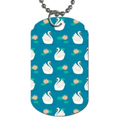 Elegant Swan Pattern With Water Lily Flowers Dog Tag (two Sides) by Pakemis