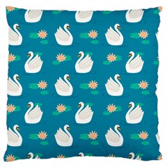 Elegant Swan Pattern With Water Lily Flowers Large Cushion Case (Two Sides)