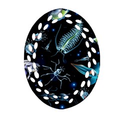 Colorful Abstract Pattern Consisting Glowing Lights Luminescent Images Marine Plankton Dark Backgrou Ornament (oval Filigree) by Pakemis