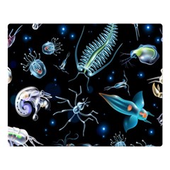 Colorful Abstract Pattern Consisting Glowing Lights Luminescent Images Marine Plankton Dark Backgrou Flano Blanket (large)