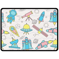 Cute-seamless-pattern-with-space Double Sided Fleece Blanket (large) by Pakemis