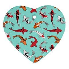 Pattern-with-koi-fishes Heart Ornament (two Sides) by Pakemis