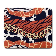 Mixed-animal-skin-print-safari-textures-mix-leopard-zebra-tiger-skins-patterns-luxury-animals-textur Large Mousepad by Pakemis