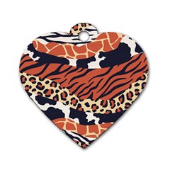 Mixed-animal-skin-print-safari-textures-mix-leopard-zebra-tiger-skins-patterns-luxury-animals-textur Dog Tag Heart (two Sides) by Pakemis