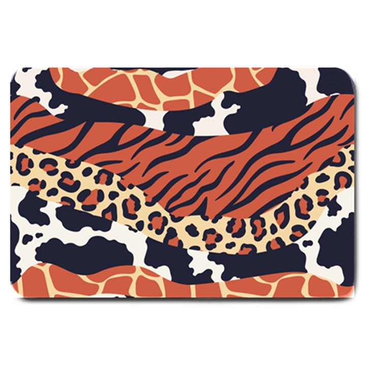 Mixed-animal-skin-print-safari-textures-mix-leopard-zebra-tiger-skins-patterns-luxury-animals-textur Large Doormat