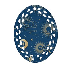 Seamless-galaxy-pattern Oval Filigree Ornament (two Sides) by Pakemis