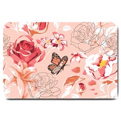 Beautiful-seamless-spring-pattern-with-roses-peony-orchid-succulents Large Doormat by Pakemis