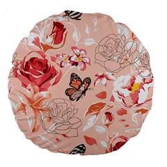 Beautiful-seamless-spring-pattern-with-roses-peony-orchid-succulents Large 18  Premium Flano Round Cushions by Pakemis