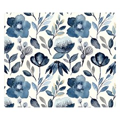 Indigo-watercolor-floral-seamless-pattern Double Sided Flano Blanket (small)