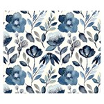 Indigo-watercolor-floral-seamless-pattern Double Sided Flano Blanket (Small) 50 x40  Blanket Front