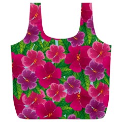 Background-cute-flowers-fuchsia-with-leaves Full Print Recycle Bag (xl) by Pakemis