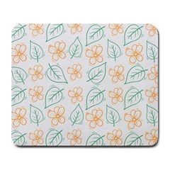 Hand-drawn-cute-flowers-with-leaves-pattern Large Mousepad