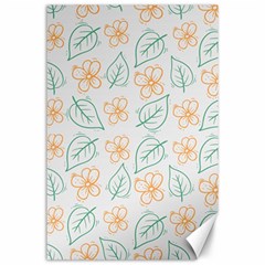 Hand-drawn-cute-flowers-with-leaves-pattern Canvas 24  X 36 