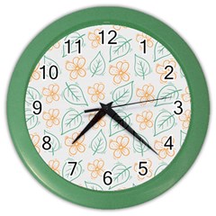 Hand-drawn-cute-flowers-with-leaves-pattern Color Wall Clock