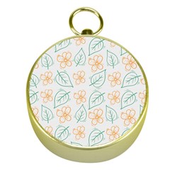 Hand-drawn-cute-flowers-with-leaves-pattern Gold Compasses