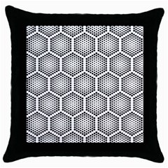 Halftone-tech-hexagons-seamless-pattern Throw Pillow Case (black)