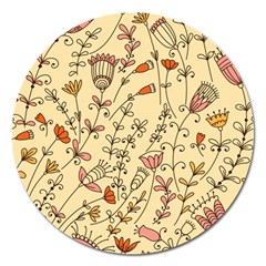 Seamless-pattern-with-different-flowers Magnet 5  (round) by Pakemis
