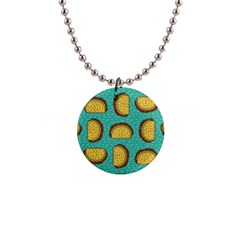 Taco-drawing-background-mexican-fast-food-pattern 1  Button Necklace by Pakemis