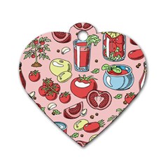 Tomato-seamless-pattern-juicy-tomatoes-food-sauce-ketchup-soup-paste-with-fresh-red-vegetables-backd Dog Tag Heart (two Sides) by Pakemis