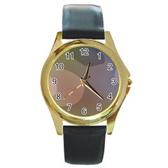 The Land 181 - Abstract Art Round Gold Metal Watch by KorokStudios