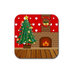 Christmas Room Rubber Coaster (square) by artworkshop