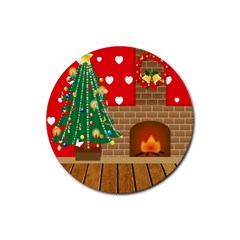 Christmas Room Rubber Coaster (round) by artworkshop