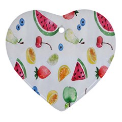 Fruit Summer Vitamin Watercolor Heart Ornament (two Sides) by artworkshop