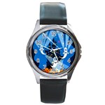 Halloween Ghosts Haunted House Round Metal Watch Front