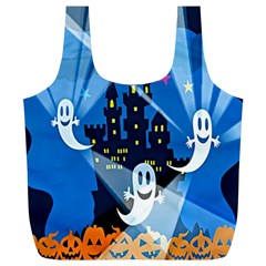 Halloween Ghosts Haunted House Full Print Recycle Bag (xl) by artworkshop