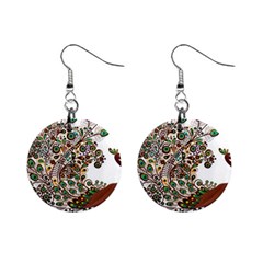 Peacock Graceful Bird Animal Mini Button Earrings by artworkshop