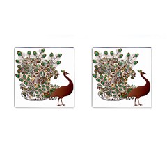 Peacock Graceful Bird Animal Cufflinks (square) by artworkshop