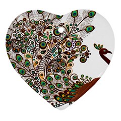 Peacock Graceful Bird Animal Heart Ornament (two Sides) by artworkshop