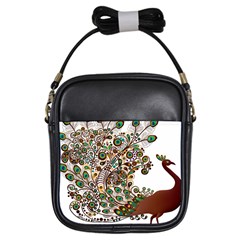 Peacock Graceful Bird Animal Girls Sling Bag by artworkshop