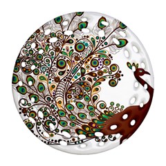 Peacock Graceful Bird Animal Round Filigree Ornament (two Sides) by artworkshop