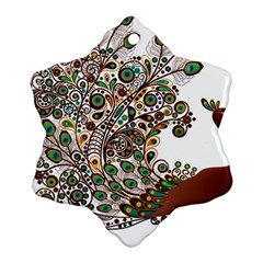 Peacock Graceful Bird Animal Snowflake Ornament (two Sides) by artworkshop