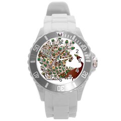 Peacock Graceful Bird Animal Round Plastic Sport Watch (l) by artworkshop