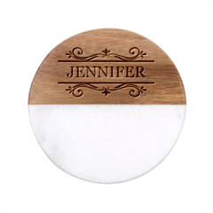 Personalized Anniversary Name - Classic Marble Wood Coaster (Round) 