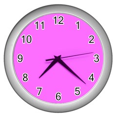 Color Ultra Pink Wall Clock (silver)