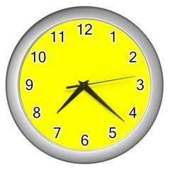 Color Yellow Wall Clock (silver)