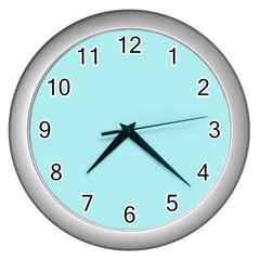 Color Pale Turquoise Wall Clock (silver)